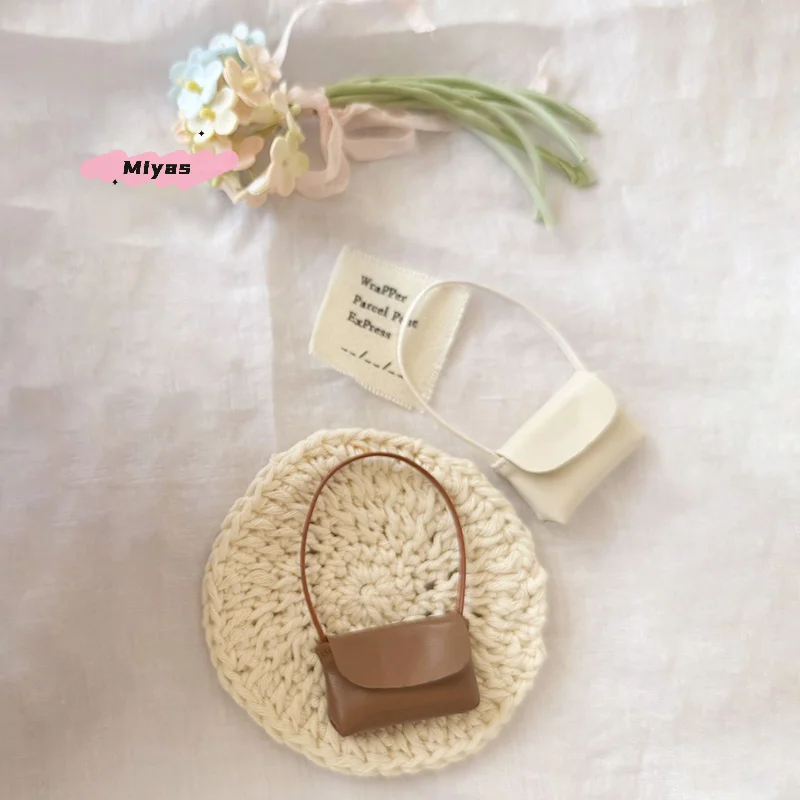 Lady PU Leather Doll Handbag 15-17cm Purse Pretend Play Toy with Dollhouse Decoration Accessories for Kids