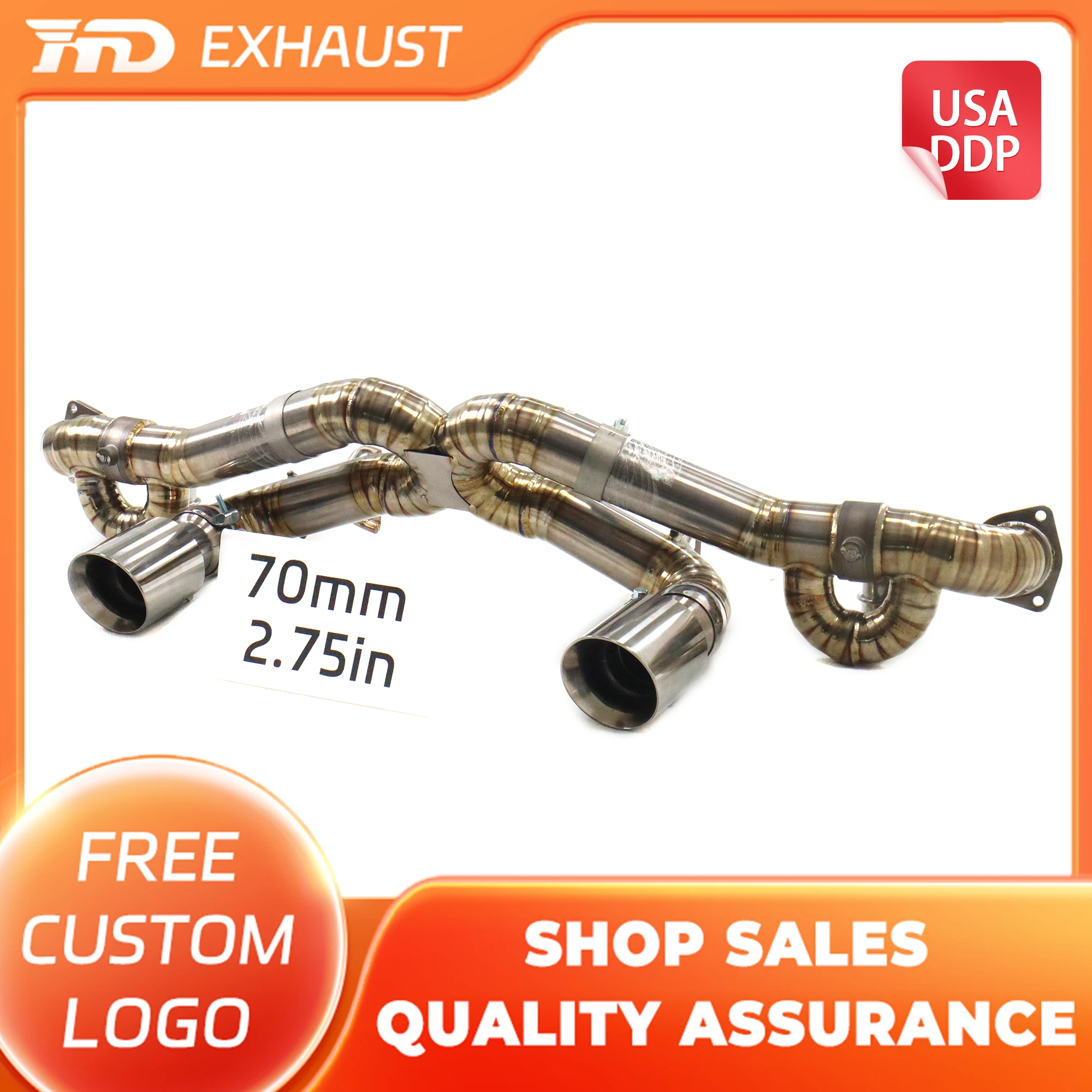 

HMD Лидер продаж, высокоточная обработка титанового сплава, выхлопная система Catback для Porsche 718 GT4 RS 4.0L с глушителем, вакуумный клапан