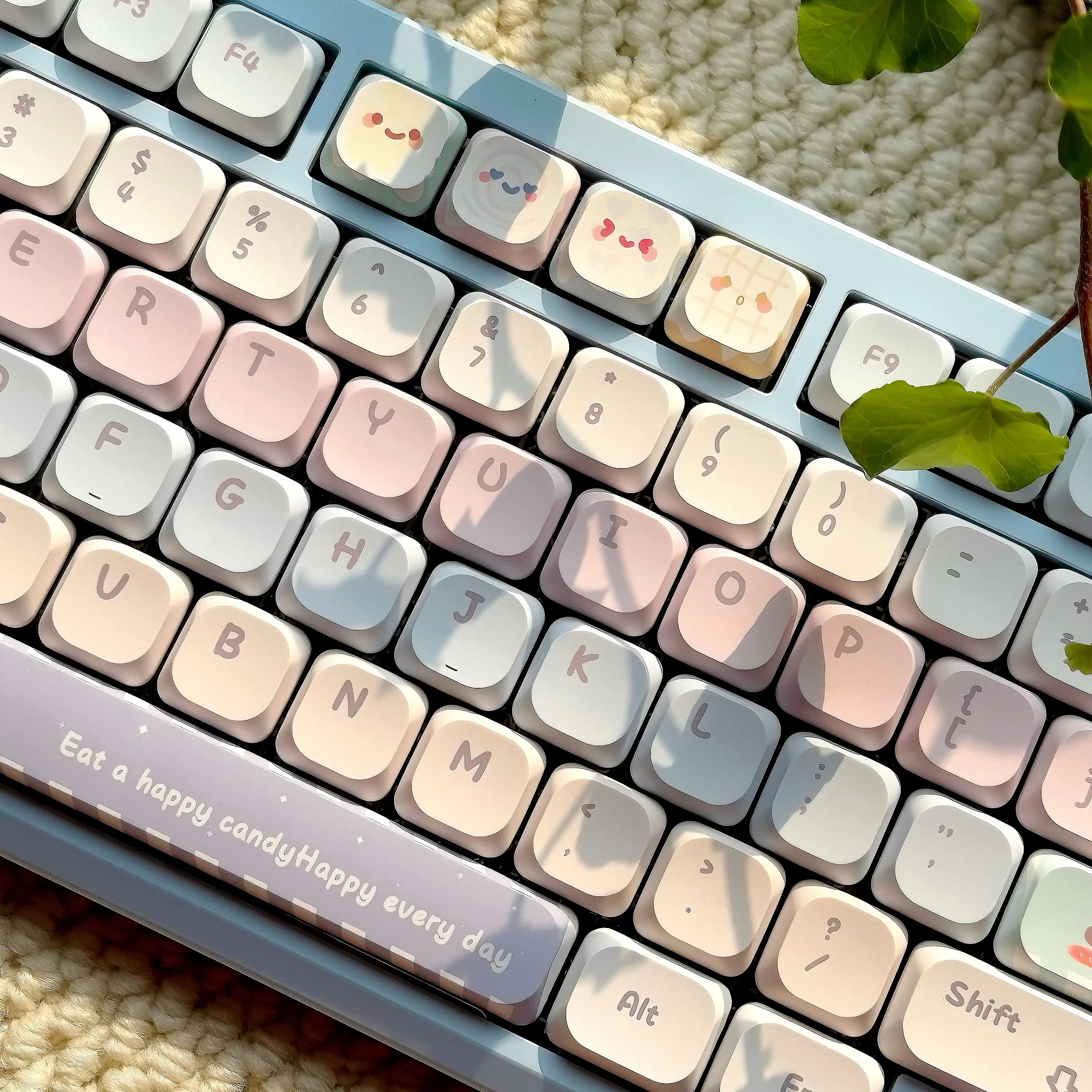 120 Keycap Tema Permen Profil Rendah Lima Sisi Pewarna Sublimasi PBT Tipis untuk Keyboard Mekanik dengan Switch MX