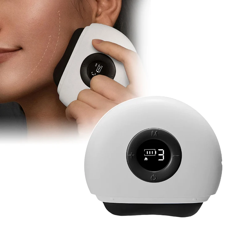 Gua Sha Stone Facial เครื่องมือ 9 ระดับความร้อนและการสั่นสะเทือนไฟฟ้า Guasha เครื่องนวดหน้าสําหรับยกกระชับผิวกําจัดริ้วรอยแบบพกพา