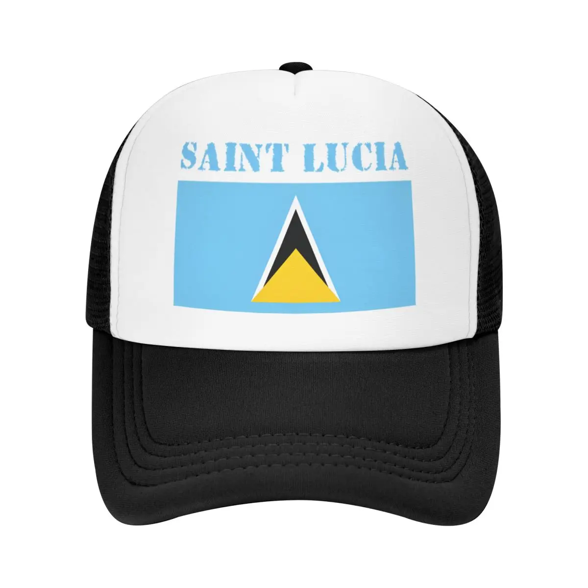 

Custom Saint Lucia Flag Baseball Cap for Men Women Personalized Adjustable Trucker Hat Outdoor Snapback Dad Hats