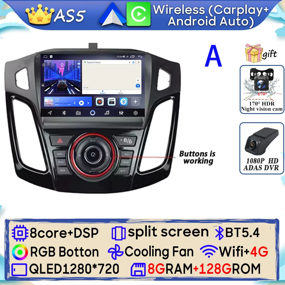 Android 15 Autoradio Voor Ford Focus 3 Mk 3 2011 2012 2013 2014 2015-2019 GPS Navigatie Android Auto Carplay Wifi Stereo Geen 2din