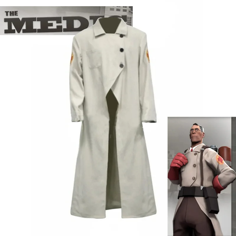 Game Team Fortress Cosplay Medical soldiers White Windbreaker Man Costume Halloween Carnival Cosplay Customized Clothes