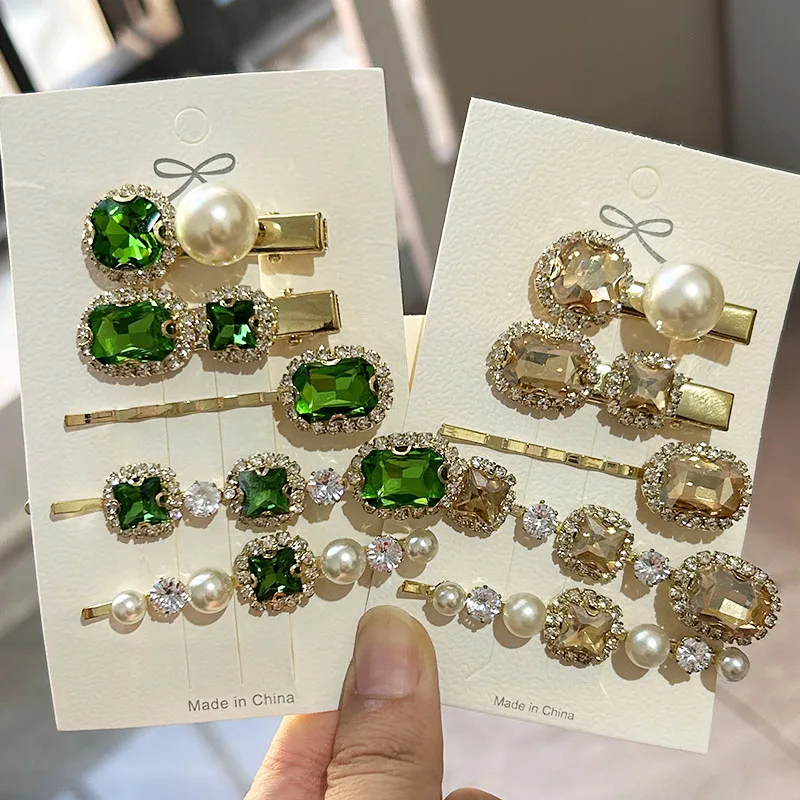 

Exquisite Pearl Rhinestone Hair Clip Fashion Side Hairpin Clamp Barrettes For Women Headwear Shiny Hair Accessories Jewelry Gift