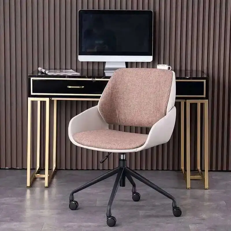 كرسي مكتب مع عجلات كرسي عريض بأرجل متقاطعة، كراسي مهام كمبيوتر دوارة مريحة قابلة للتعديل لغرفة المعيشة في المكتب #4