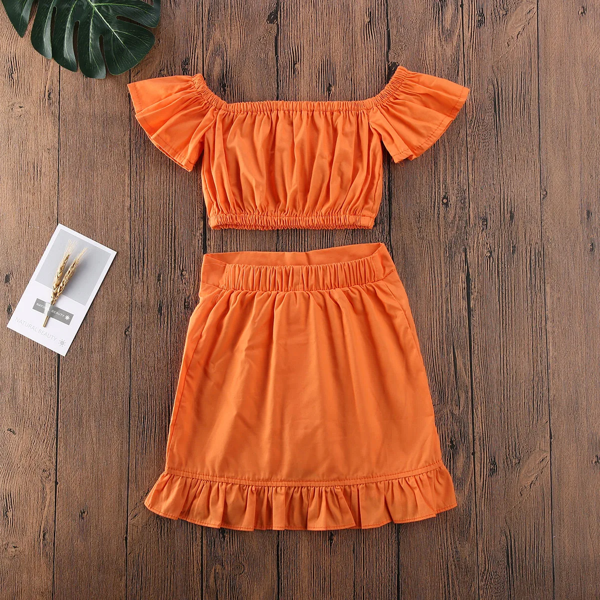 1-6Y Toddler Girl Summer Clothes Outfits Boho Sets Off Shoulder Crop Tops High Waist Ruffle Skirts Kids Set 2Pcs