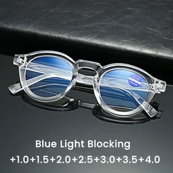 Gafas de lectura de lujo para hombre y mujer, anteojos de presbicia con bloqueo de luz azul Retro a la moda, montura redonda Unisex, ultraligeros, para hipermetropía
