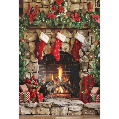 Small Garden Flag Cute Christmas Fireplace Patio Banner Outdoor Poster 12x18in