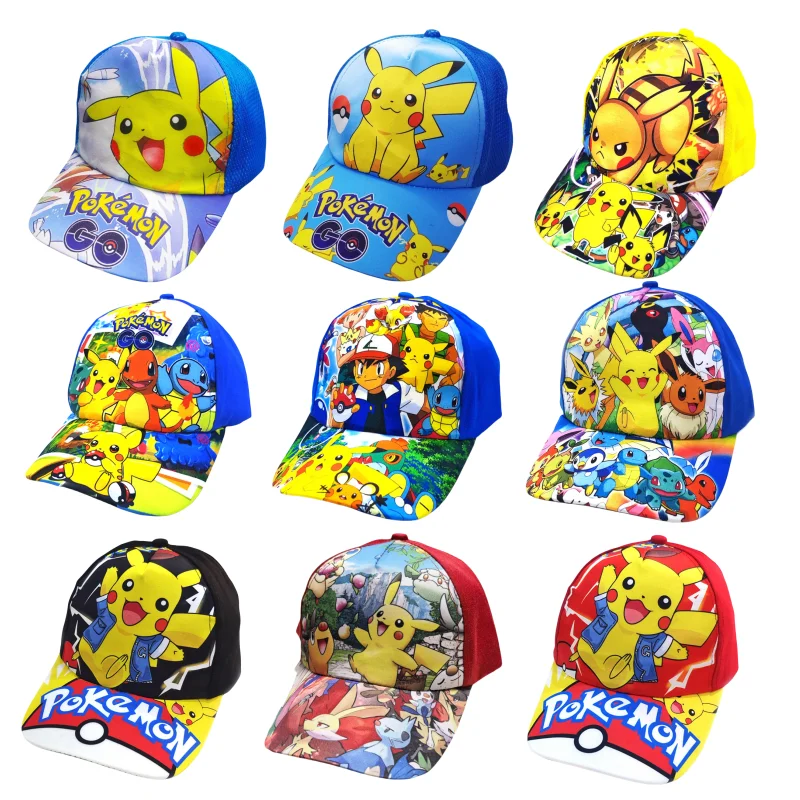 Pokemon Anime Figure Baseball Cap Cute Pikachu Charmander Hat Adjustable Cosplay Hip Hop Cartoon Hats Boy Girl Kid Birthday Gift