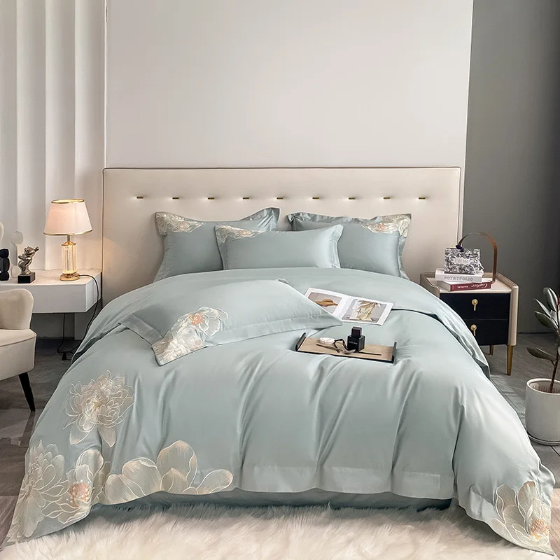 

2025 Luxury Cotton Embroidery Bedding Sets New Designs Duvet Cover Size King100%Cotton Soft Hand Feel Home Textiles
