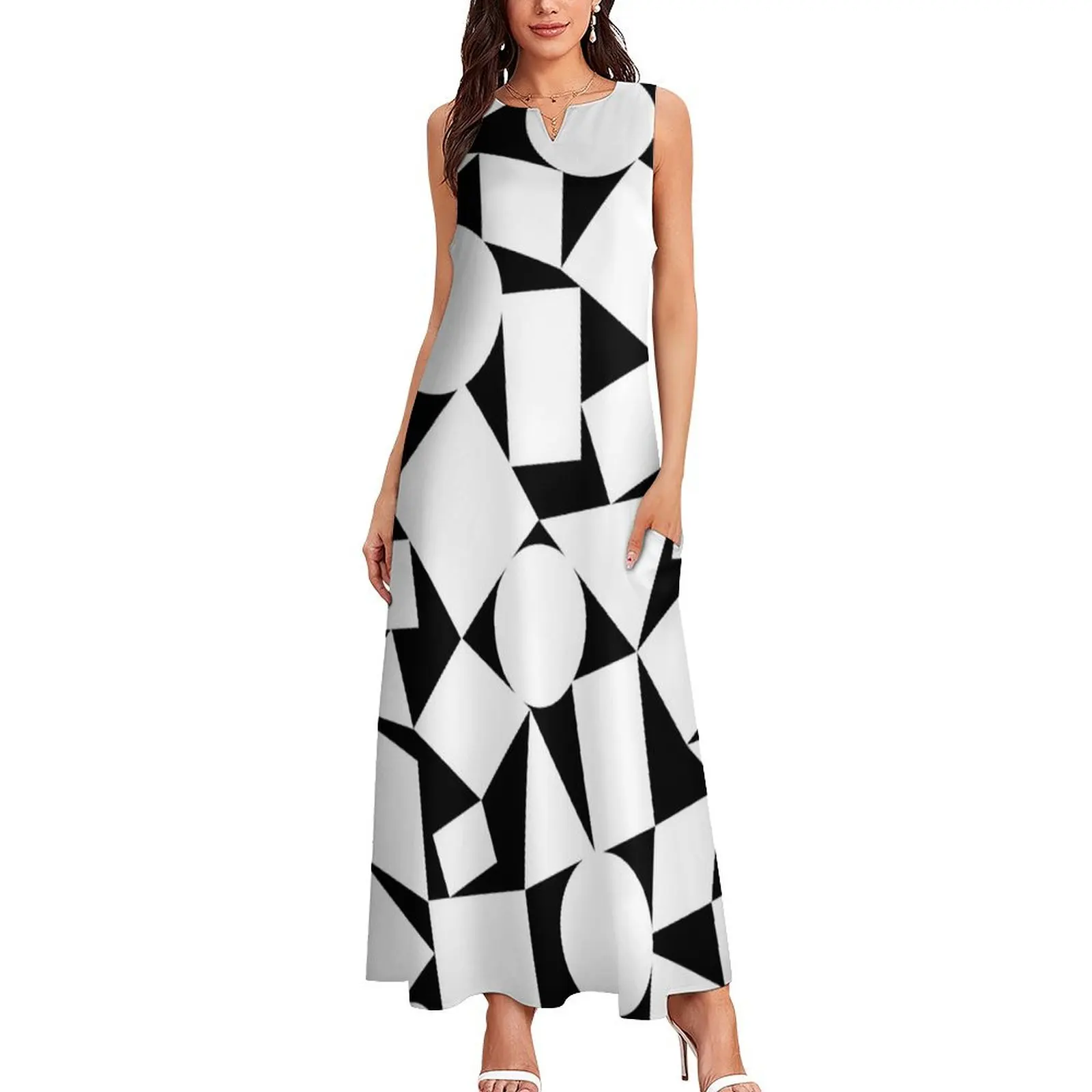 Monochrome Geometric Shapes Pattern Long Dress Dresses Women's summer skirt Summer women's clothing