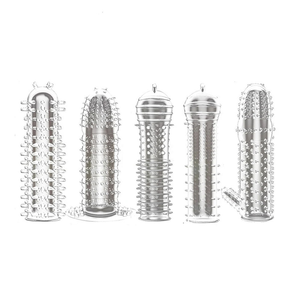 Penis Covers Extender Men's Condoms Crystal Penis Condoms Finger Cock Ring Adult Sex Toy For Sex Male Longer Lasting