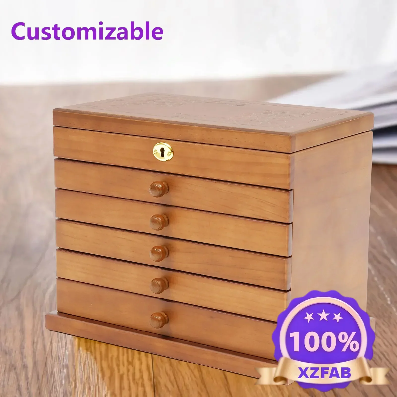 Factory Direct 2026 Wooden Gift Storage Box Jwelry Cabinet Jewelry Storage Box With Mirror And Lock For Jewelries, Ring
