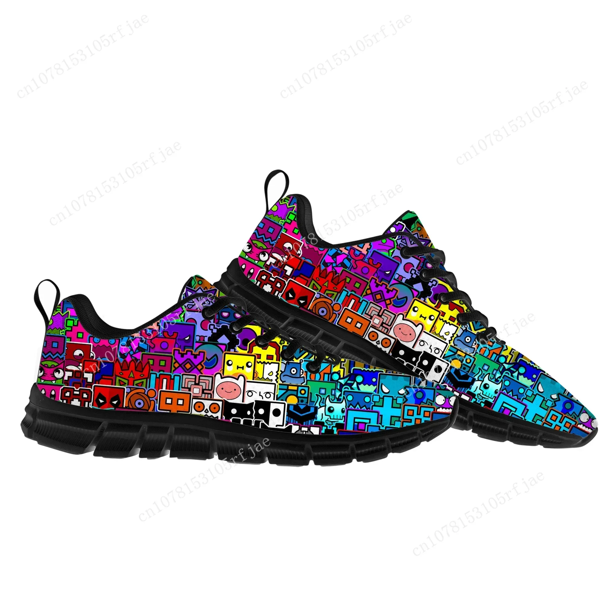 Geometry Dash Sports Shoes Cartoon Game Mens Womens  Sneakers Fashion High Quality Sneaker Custom Built Shoes