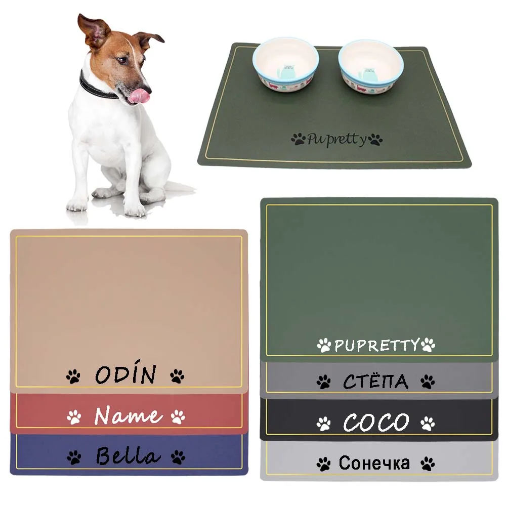 Waterproof Non-slip Pet Feeding Mat For Dog Cat Custom Phnom Penh Solid Color Silicone Name ID Food Placemat Easy Washing Carry