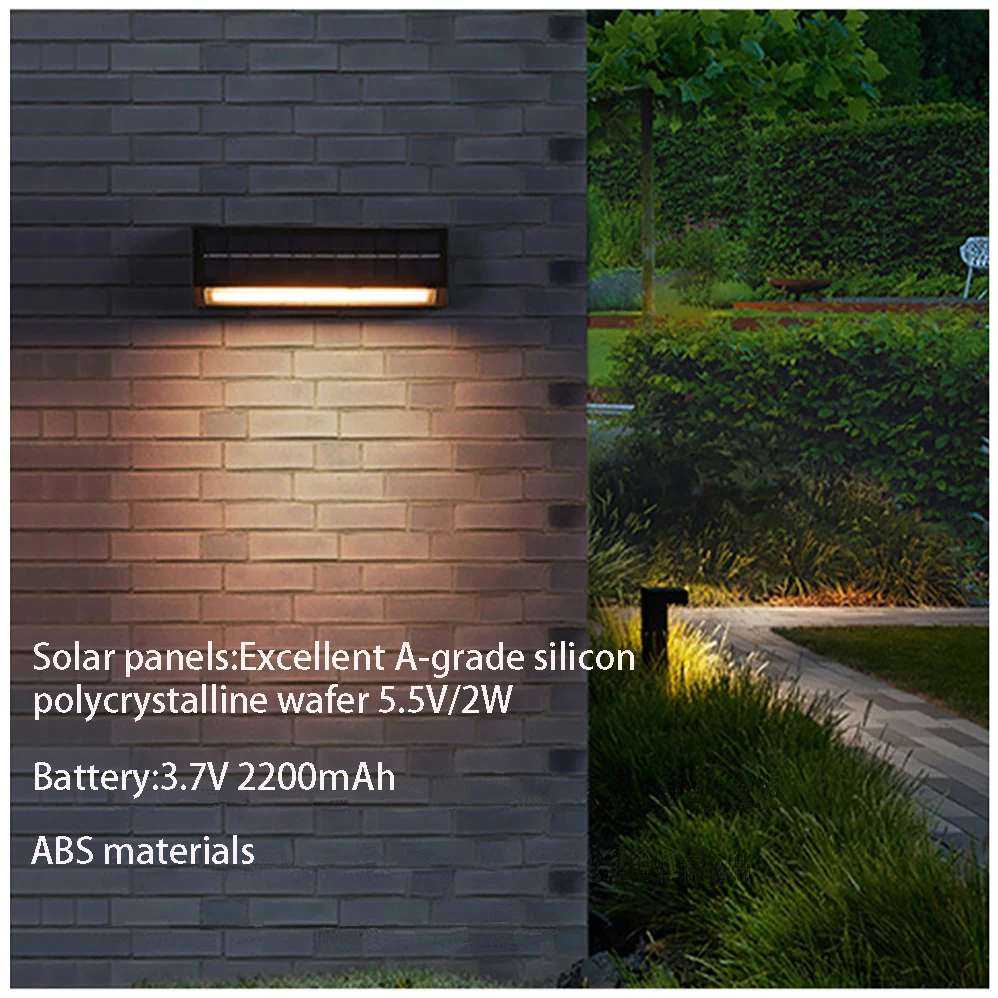 LED lampe murale solaire batterie au Lithium 3.7V 2200mAh IP65 étanche extérieure moderne minimalisme Style lampe porche jardin lumières