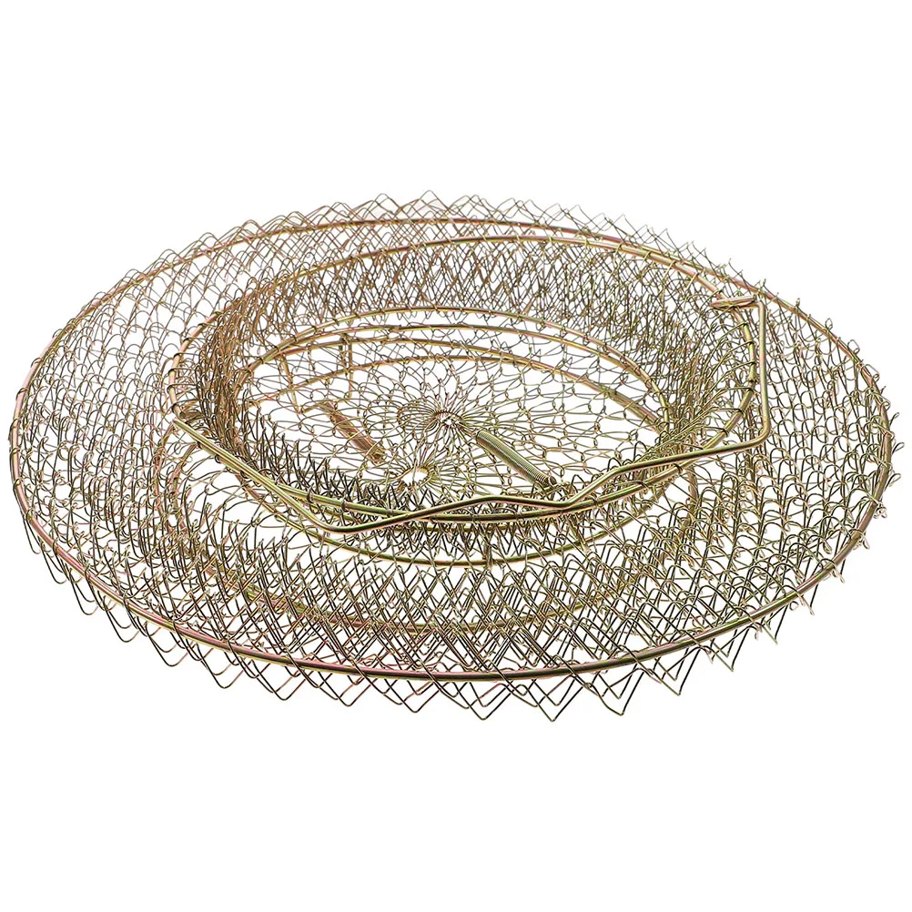 

Metal Fish Guard Foldable Fishing Net 14x25x40cm Durable Large Capacity Fish Basket Crab Net Mesh Netting Storage Bag Fishing