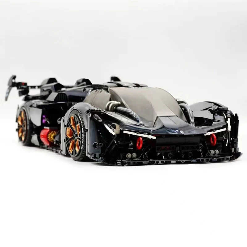 GULY 10611 MOC High-Tech Sports Racing Car Building Blocks 1:8 Plating Black Hypercar Bricks Puzzle Toy Birthday Gifts For Kids