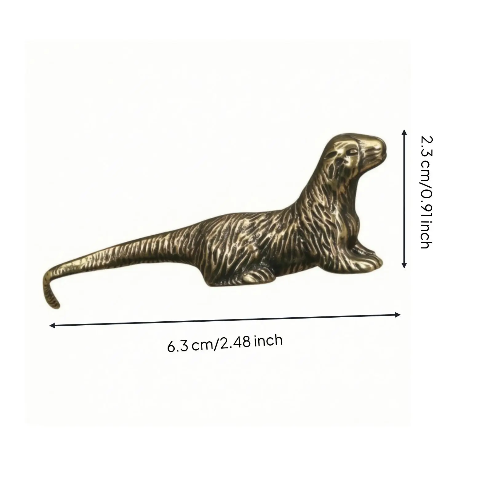 Handmade Brass Otter Sculpture Animal Figurine Collectible Desk Decor Vintage Tea Pet for Tabletop Display