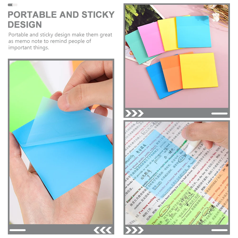 

6 Books Portable Memo Pads Adhesive Note Stickers Blank Self Sticking Notes for Office School Daily Reminder Use