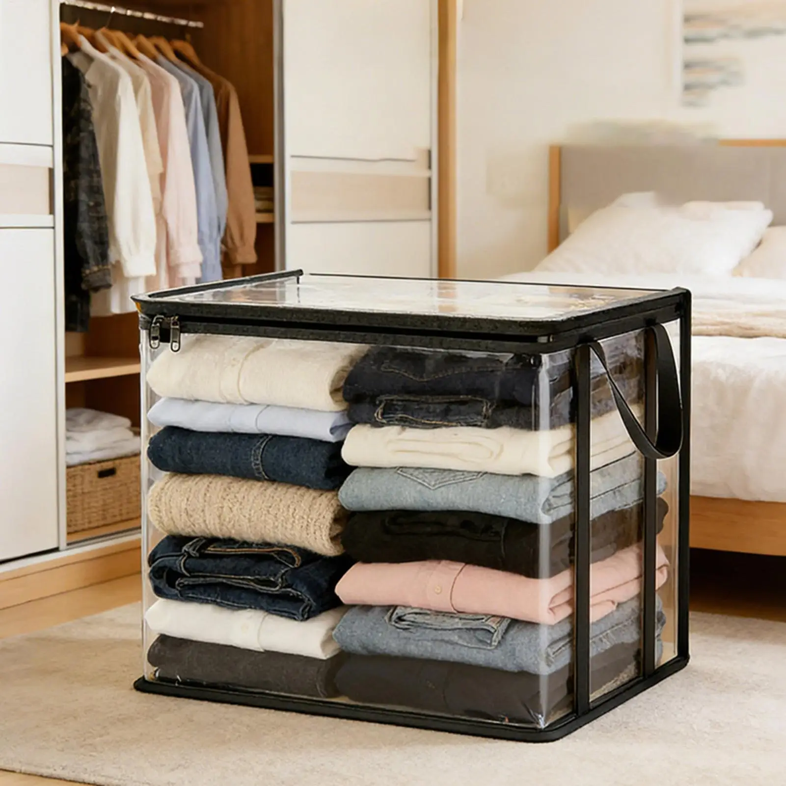 Aufbewahrungstaschen, faltbar, große Kapazität, transparente Aufbewahrungstasche für Quilt-Kleidung, Sortiertasche für Quilt-Kleidung, Verpackungstaschen für Gepäck und Umzug