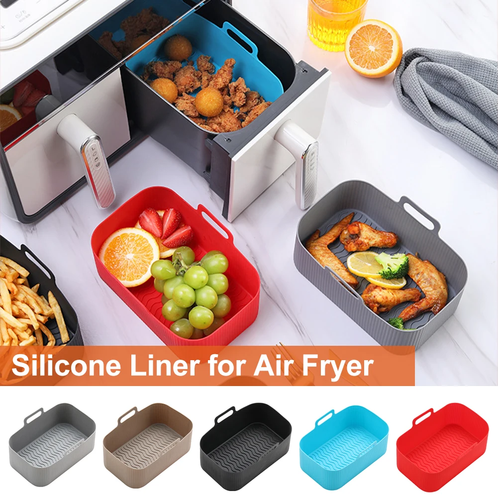 

Air Fryer Silicone Baking Tray Rectangular Baking Pan Air Fryer Baking Basket Heat-resistant Reusable Liner for Oven Microwave