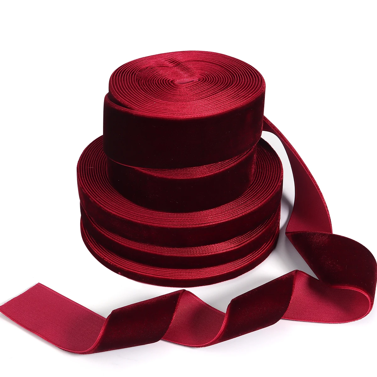 5-10yards/roll Single Face Velvet Ribbon Wine Red Black Ribbon For Handmade Gift Bouquet Wrapping Christmas Party Decoration