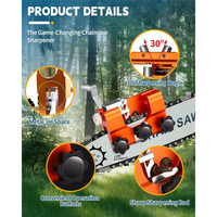 AB47-Portable Chainsaw Chain Sharpening Kit Chainsaw Sharpener Jig Orange Aluminum Alloy For Chain And Electric Saws
