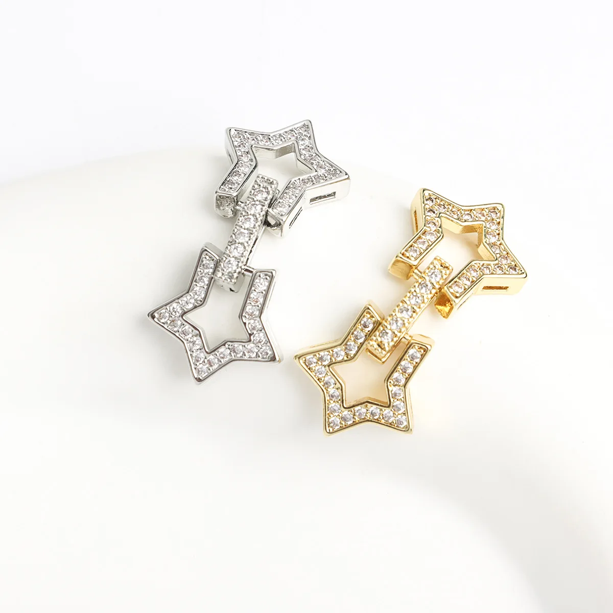 

1pcs Copper Gold-plated Zirconium Star Snap-on Pearl Necklace Bracelet Connecting Buckle DIY Jewelry Making Material Accessories