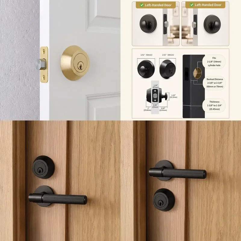 for American Standard Solid Brass  Door Lock with Handle Set  Black Brushed Brass Finish