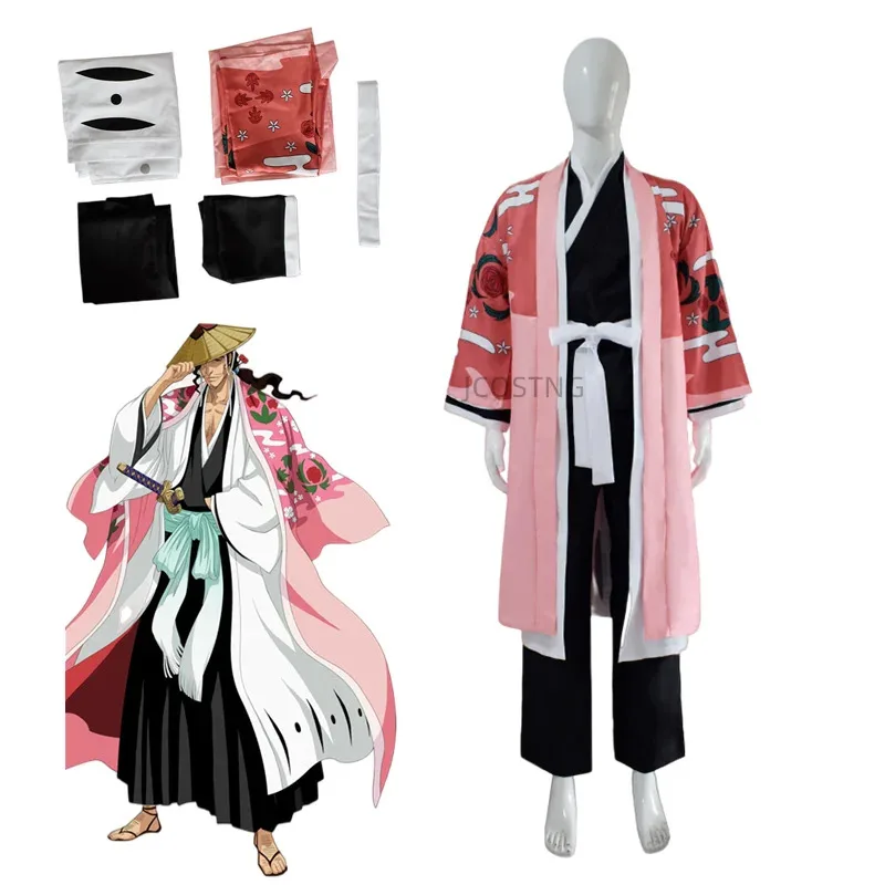 Neue Anime BLEACH Kyoraku Shunsui Full Set Kimono Unisex Erwachsene Kinder Halloween Party Cosplay Kostüm Bühne Leistung Uniform