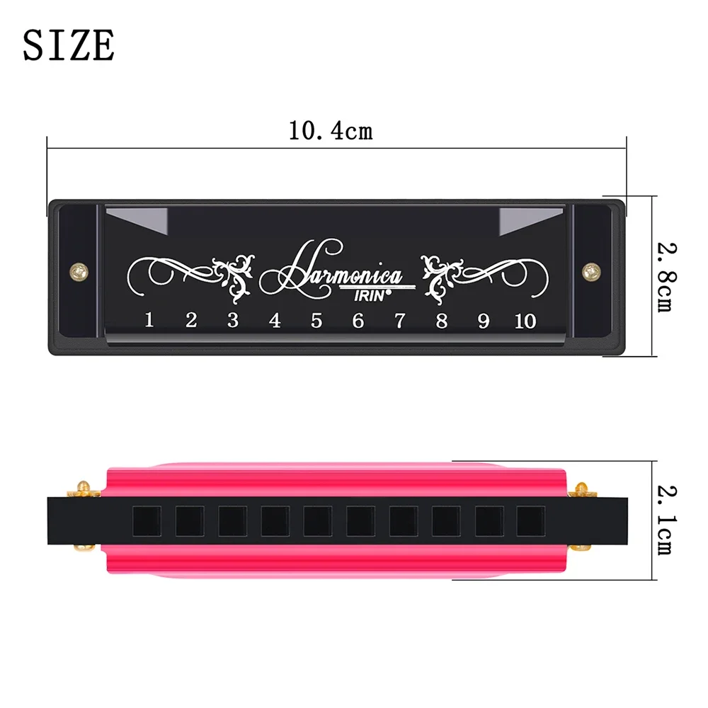 IRIN Harmonica Professional 10 Hole 20 Tone Colorful C Key Harmonica  Mouth Organ Beginner Instruments Kids Teaching Gifts