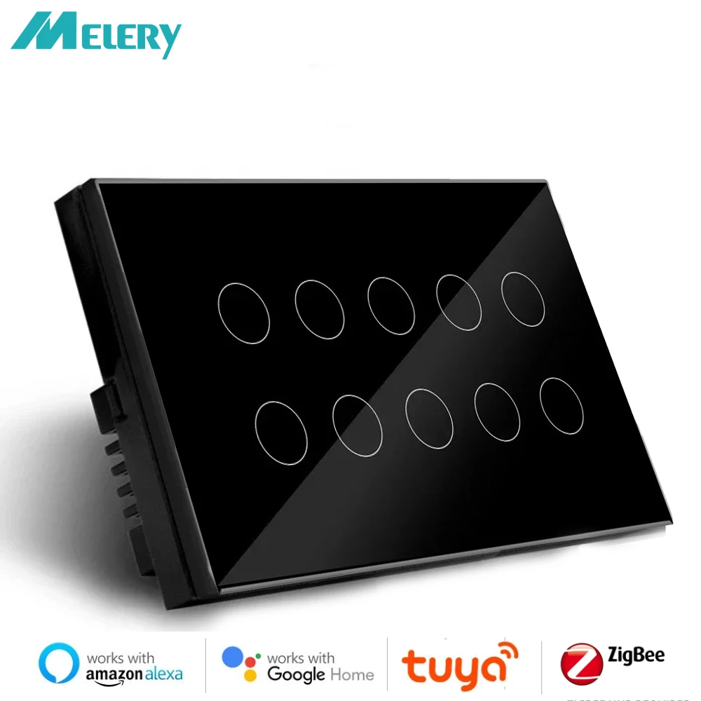 Melery Zigbee Interruptor Smart Light Switch Wall Touch Glass Panel Alexa Voice Control Google Home Signal Reapter Hub Required