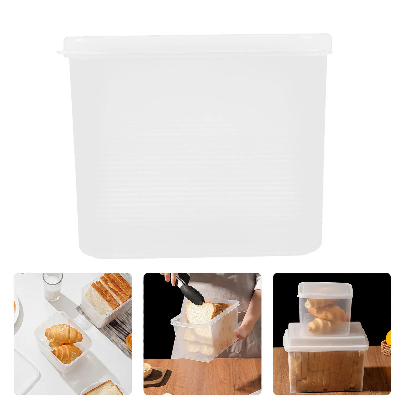 

2Pcs Bread Containers Airtight Fresh Keep Boxes Leakproof Toast Storage Organizer Kitchen Fruit Case Camping Food Box