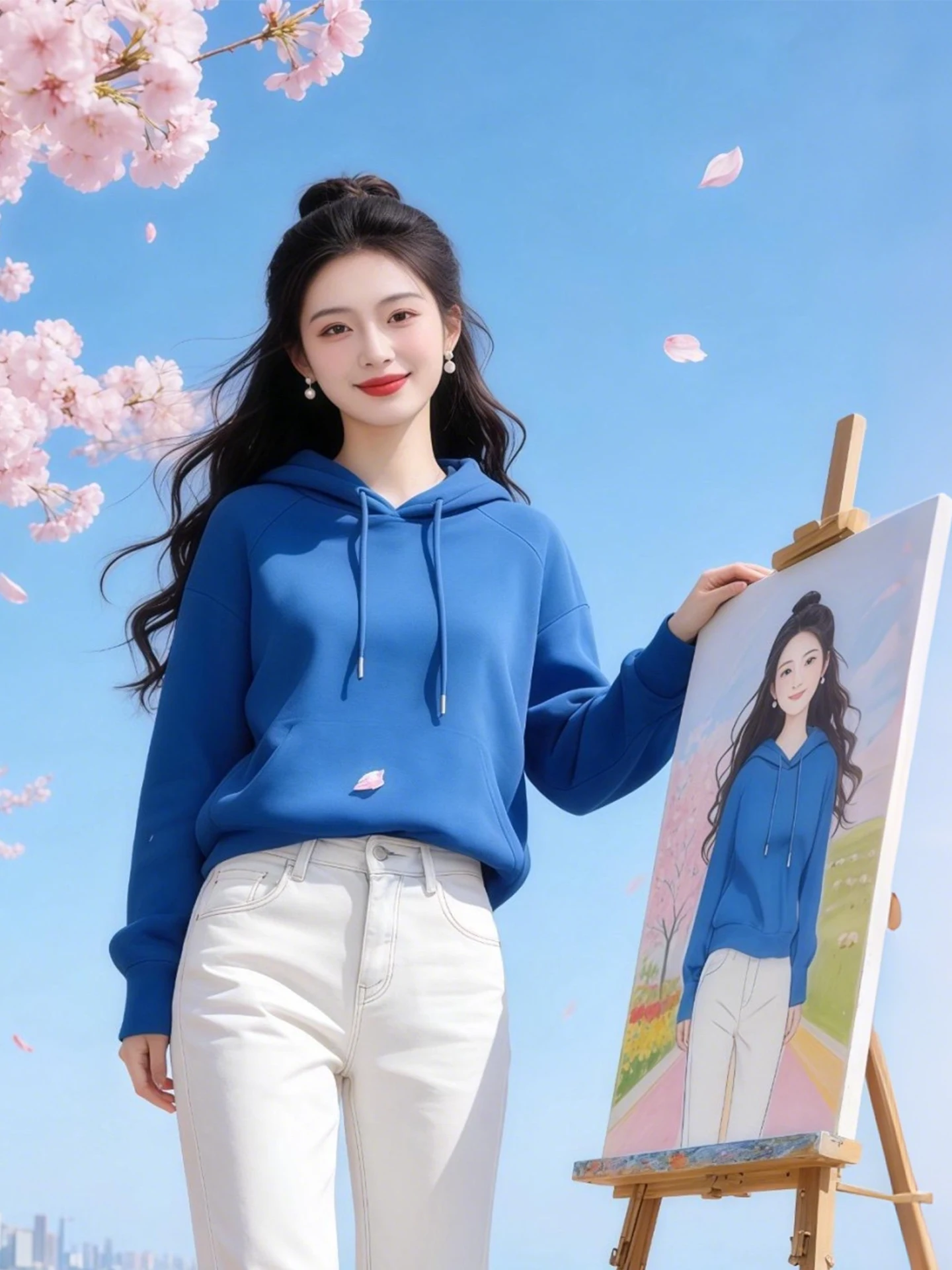

Spring Autumn Color Hoodie Women's Casual Versatile Good Looking Slimming Overhead Sweatshirt Standard Fit Long Sleeve
