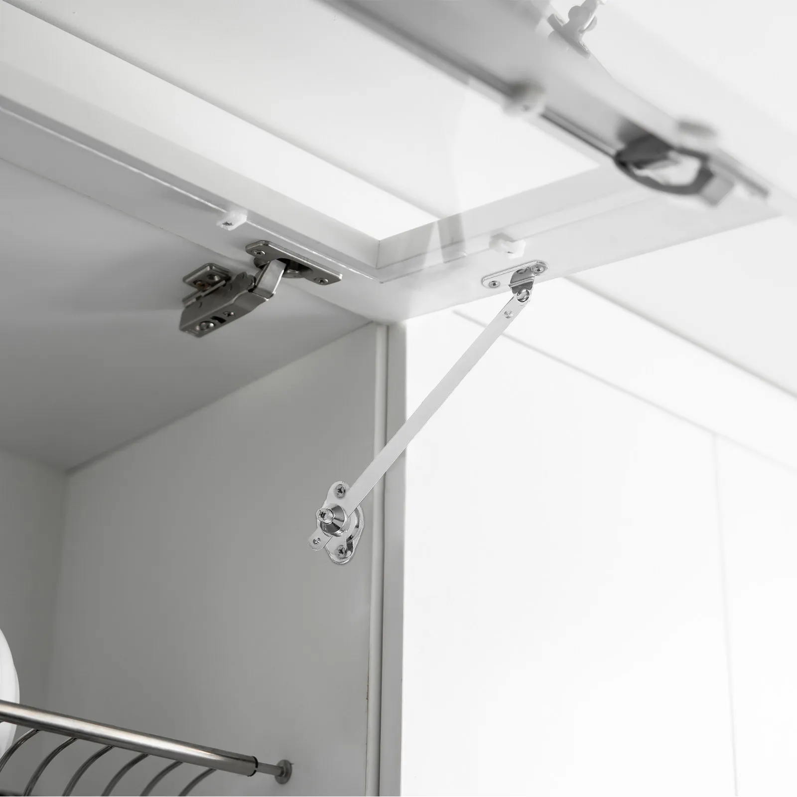 Drop Down Cabinet Door Hinges 2 Pack Hidden Support Hinges Space Saving Sliding Rail for Kitchen Cabinets