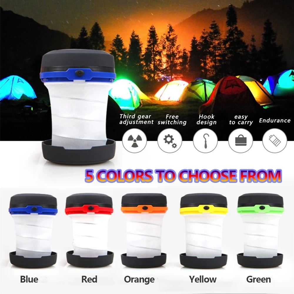 New Telescopic Foldable LED Camping Light Portable Tent Light Night Light Emergency Light Camping Lantern Use AA Battery