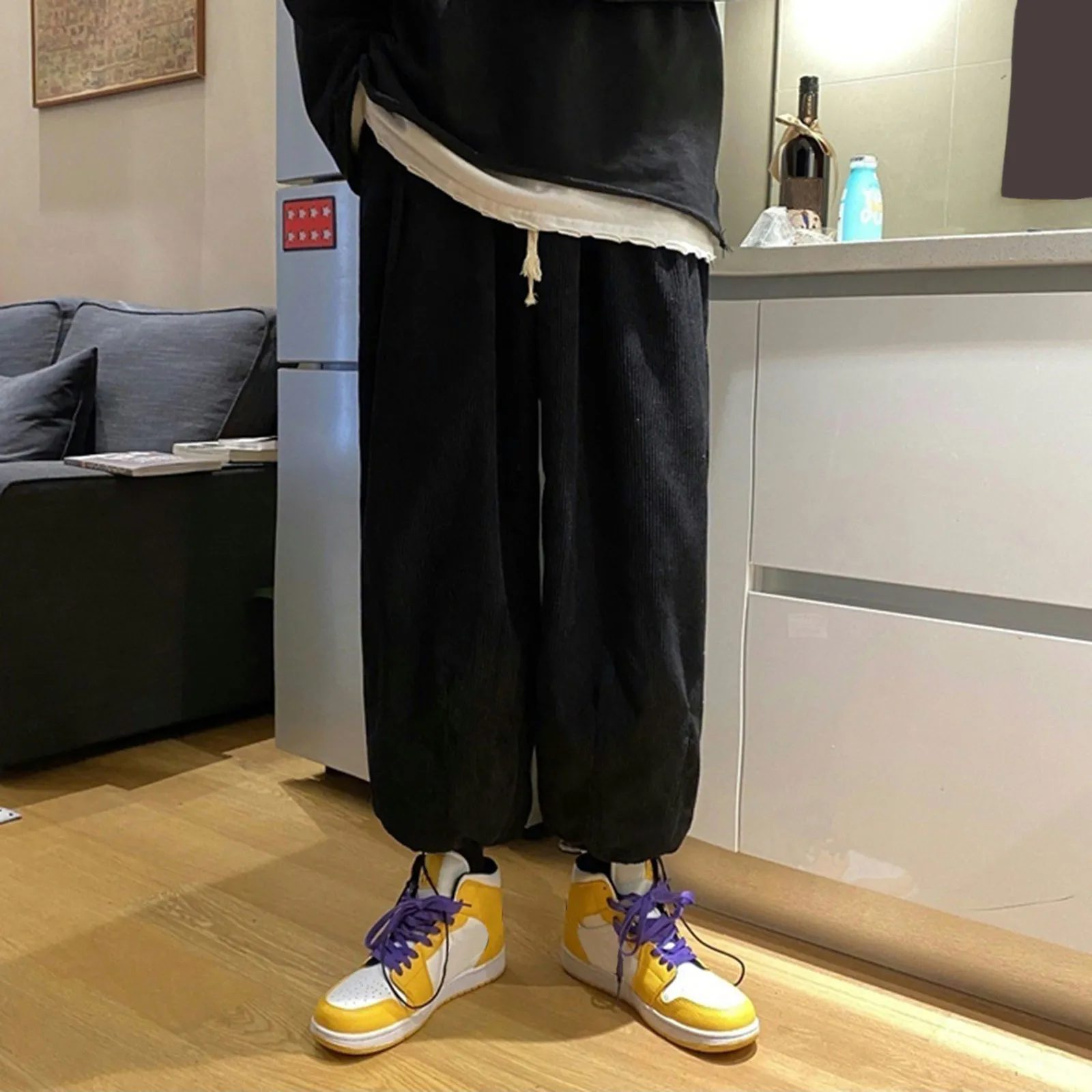 

Men's Solid Pants Hip Hop Streetwear Fashion Jogger Harem Trousers Man Casual Sweatpants Pants Autumn Big Size