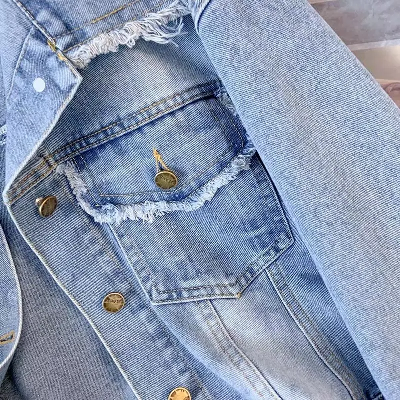 Jaqueta jeans retrô feminina primavera outono novo coreano solto top curto