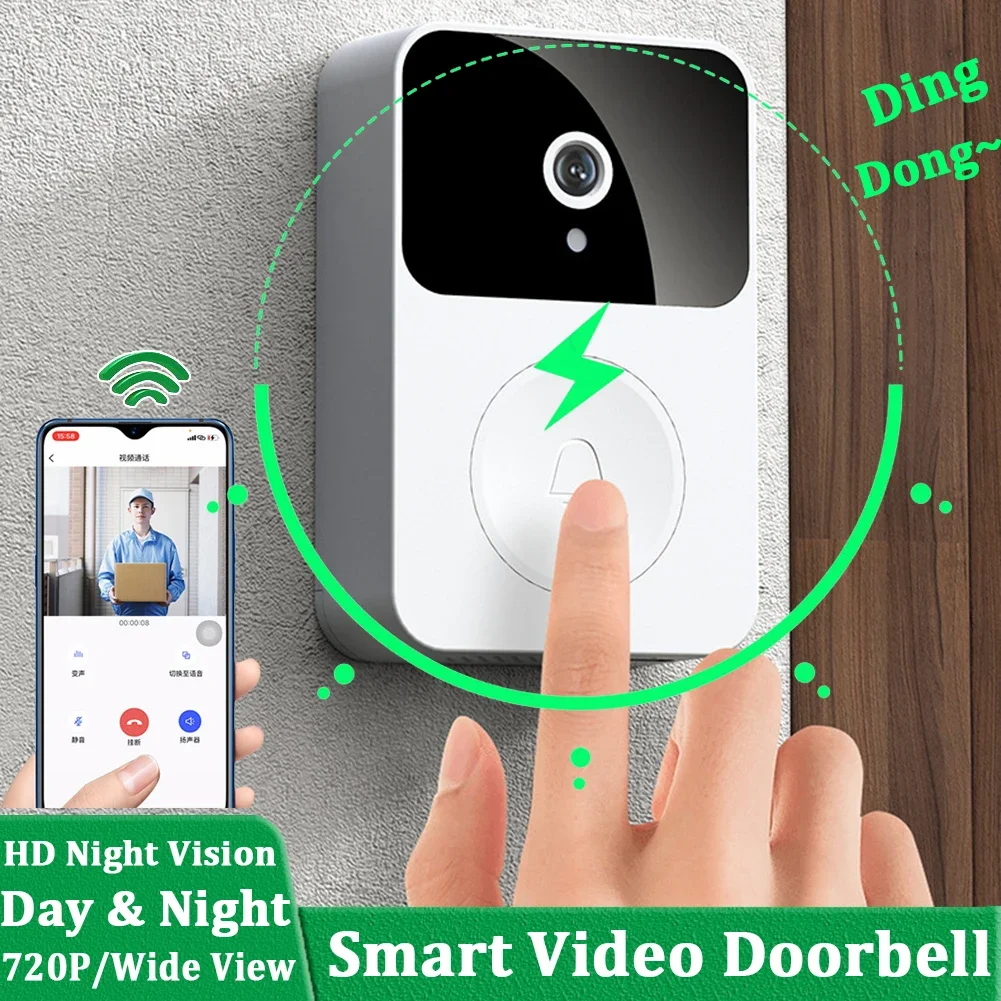 1-5pcs Smart Doorbell WiFi Outdoor Security Door Doorbell HD Camera Night Vision Video Two-way Audio Voice Doorbells For Home