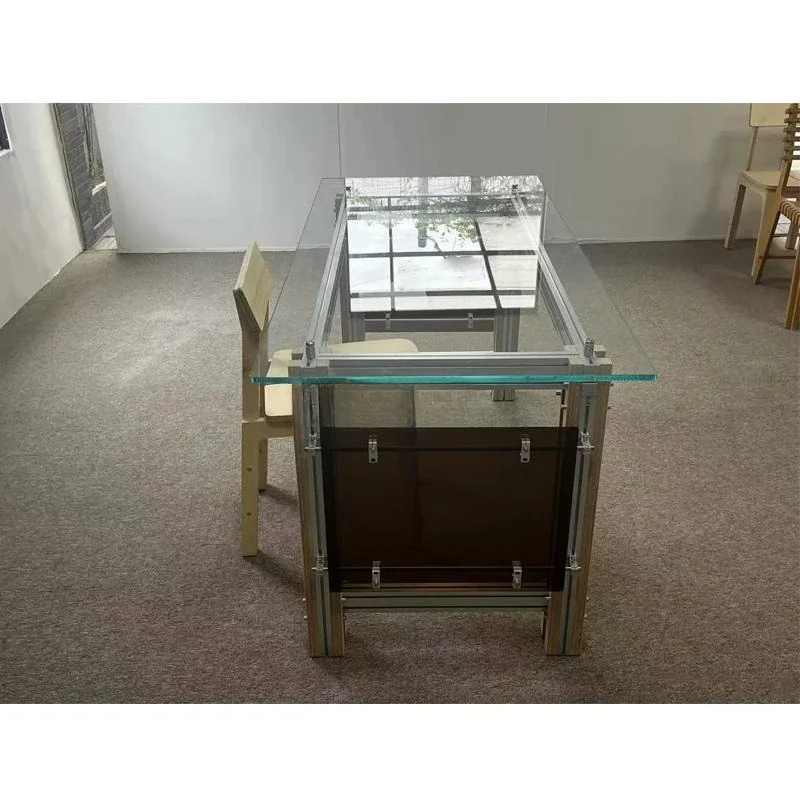 Creative computer desk Aluminum profile Tempered glass Acrylic desk Home study Work desk