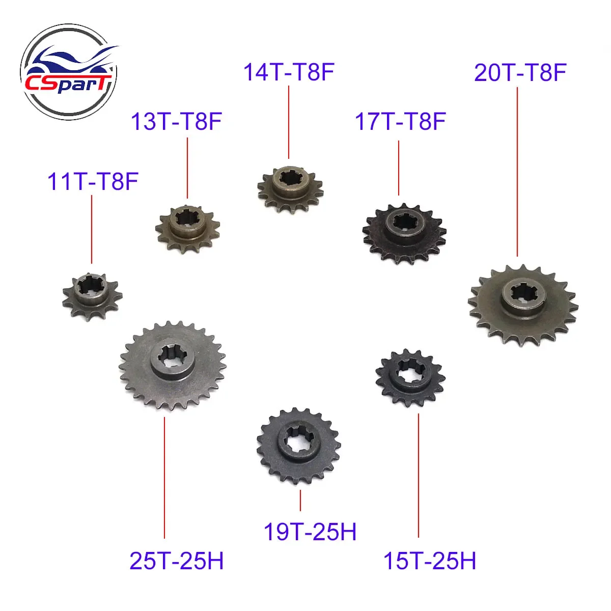 T8F 25H 11T 13T 14T 15T 17T 19T 20T 25T For 47cc 49cc Front Pinion Sprocket Chain Cog Mini Moto pocket Bike Scooter