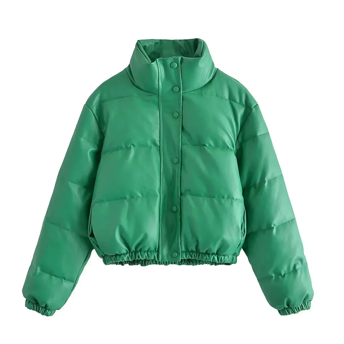 Giacca in cotone ecopelle Parka Mujer Abbigliamento invernale Donna Parka corto caldo 2025 Cappotti verdi/neri/cachi invernali