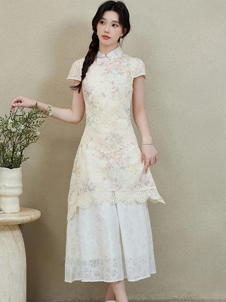 여름 플로럴 시크 레이스 홀터넥 미디 드레스 여성 우아한 캐주얼 페이크 투피스 드레스 2025 한국 바디콘 페스티벌 파티 드레스