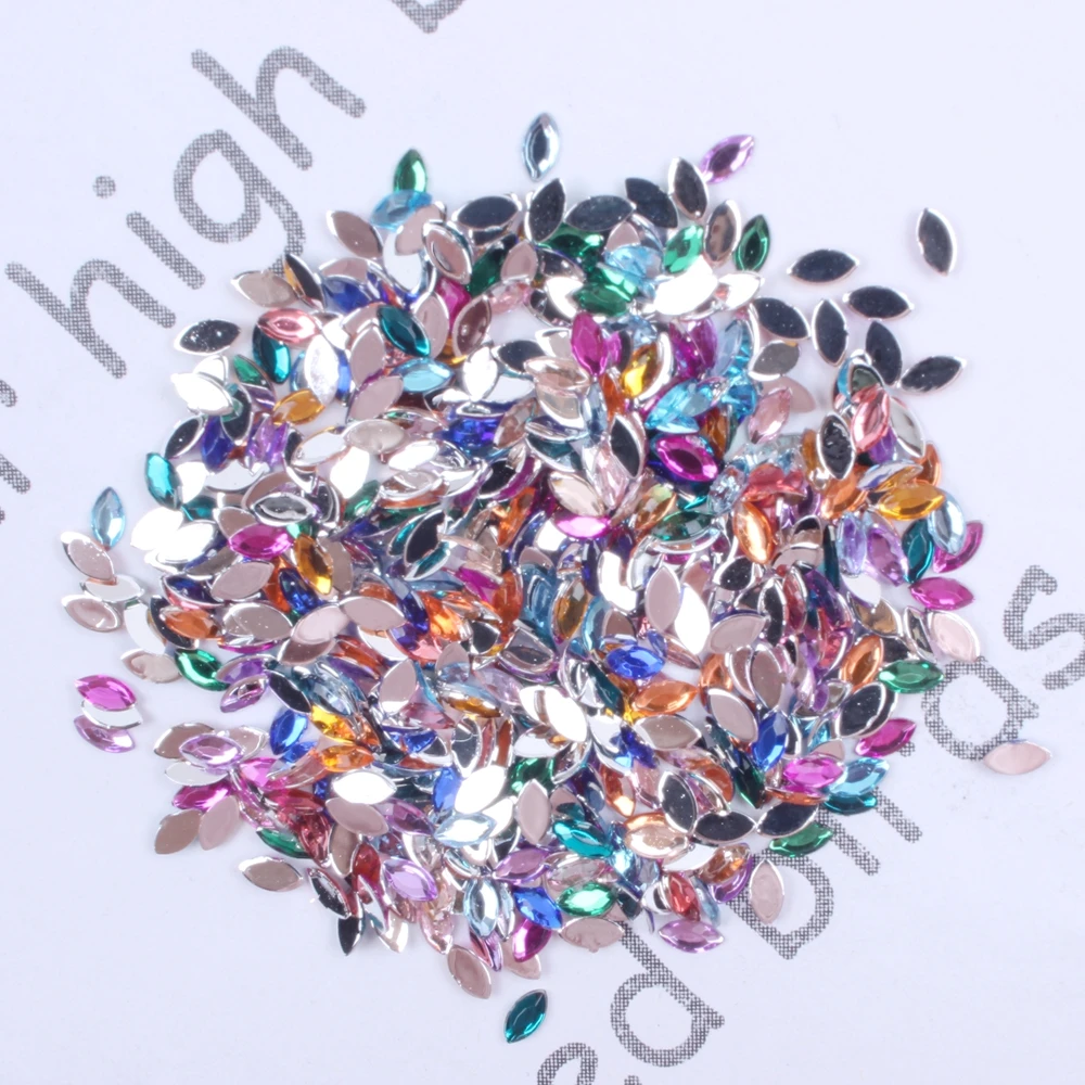 

Acrylic Marquise Craft Gems Flatback Flat Facets Mixed colors Acrylic Rhinestone Strass Nail Art Decorations