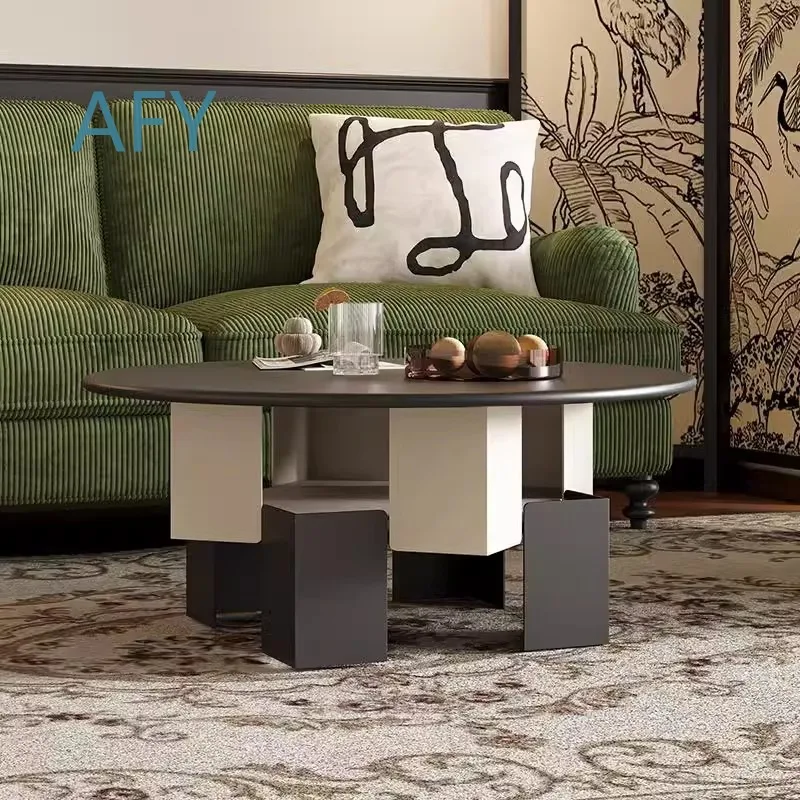 Round Coffee Table for Small Living Room Modern Cream Style Vintage Mid Century Design for Home Use 2024 New