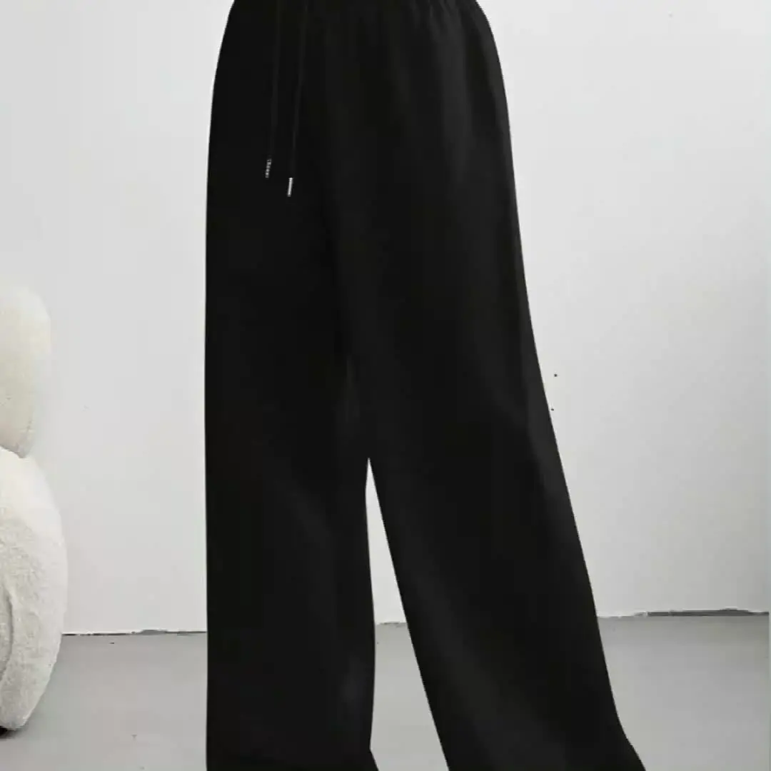 Lässige Damenhose mit weitem Bein, elastische Taille, lockere Passform mit mittlerem Stretchstoff, maschinenwaschbar