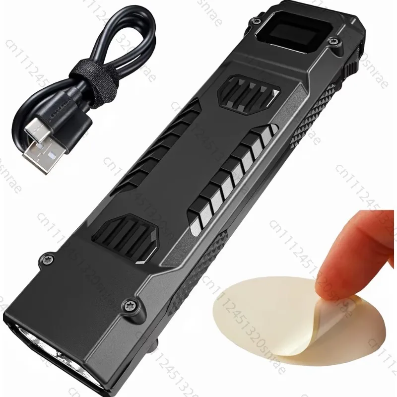 Tactical Flashlight, Aluminum Alloy LED High Lumen USB-C Rechargeable, Ultra-thin Flat Spotlight, Portable Camping Light