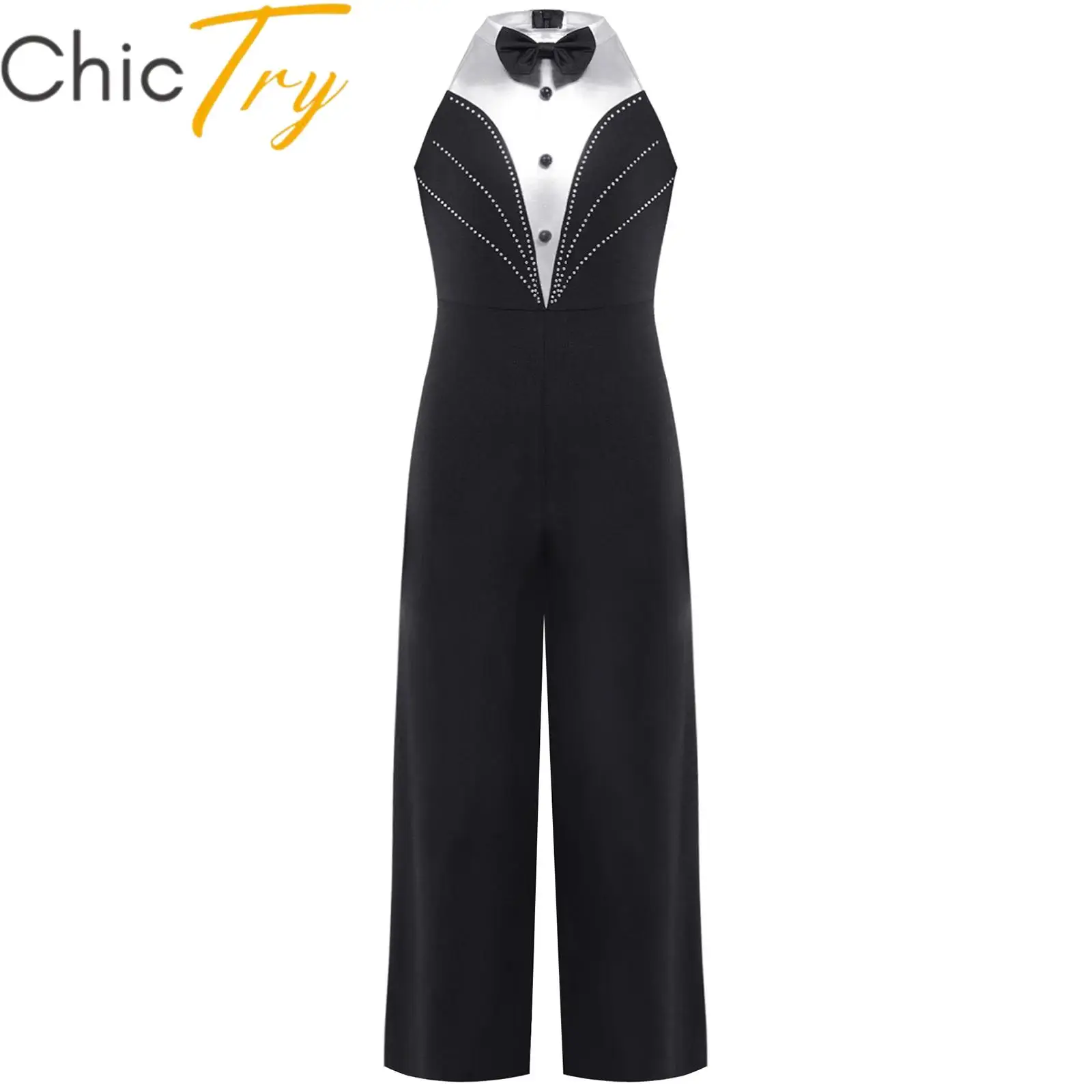 

Girls Modern Jazz Latin Costume One Piece Overall Jumpsuits Romper Sleeveless Bodysuit for Stage Performance Dance Competition