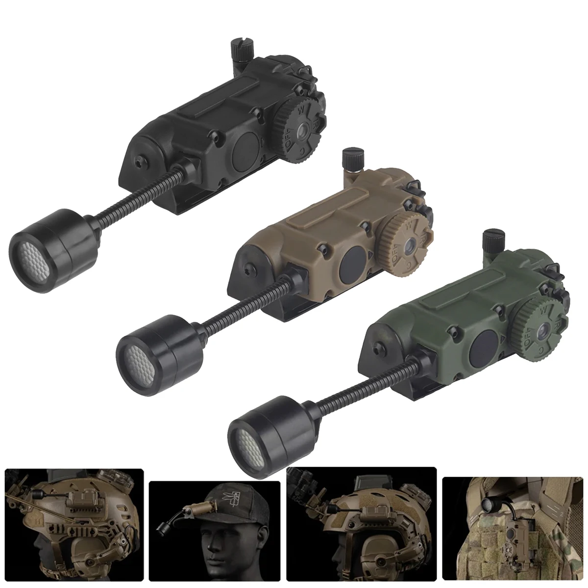 

Тактический стробоскоп Красный Зеленый Синий Белый ИК-головка IFF Свет Шлем Лампа Охота Рыбалка Вспомогательный светодиодный фонарик